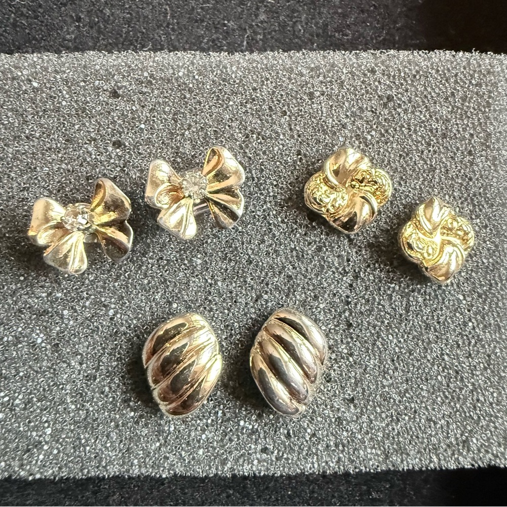 Lot of 3 Goldtone Post Earrings
